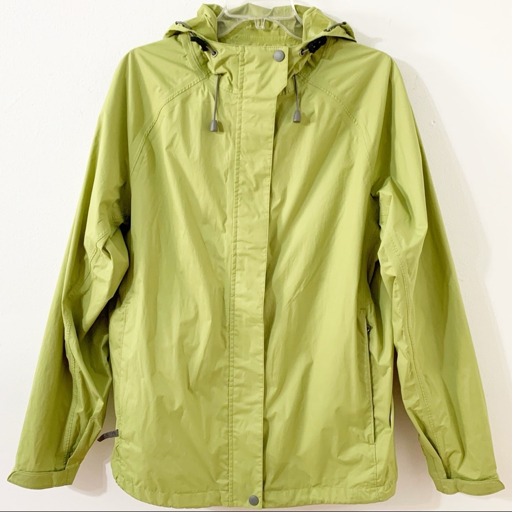 White Sierra Full Zip Hooded Windbreaker Packable Outerwear Jacket Spring Green